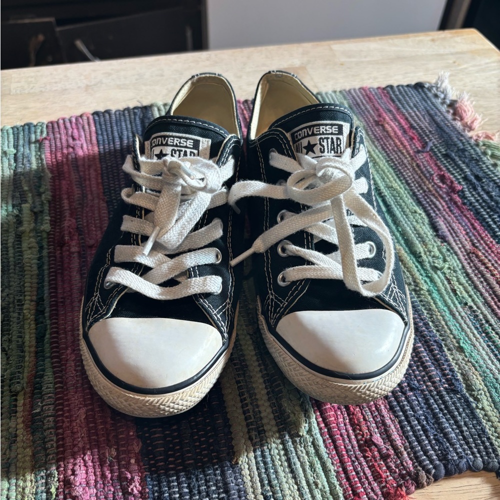 Converse | shoes | white + black low tops